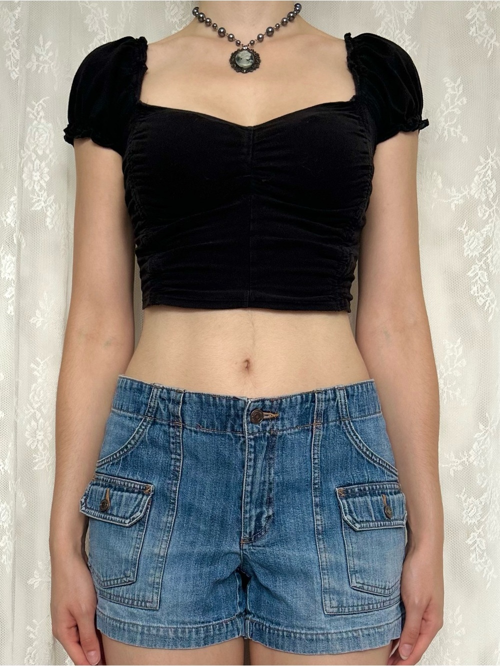 Y2K 2000s Rid Rise Denim Shorts - Picture 2 of 6